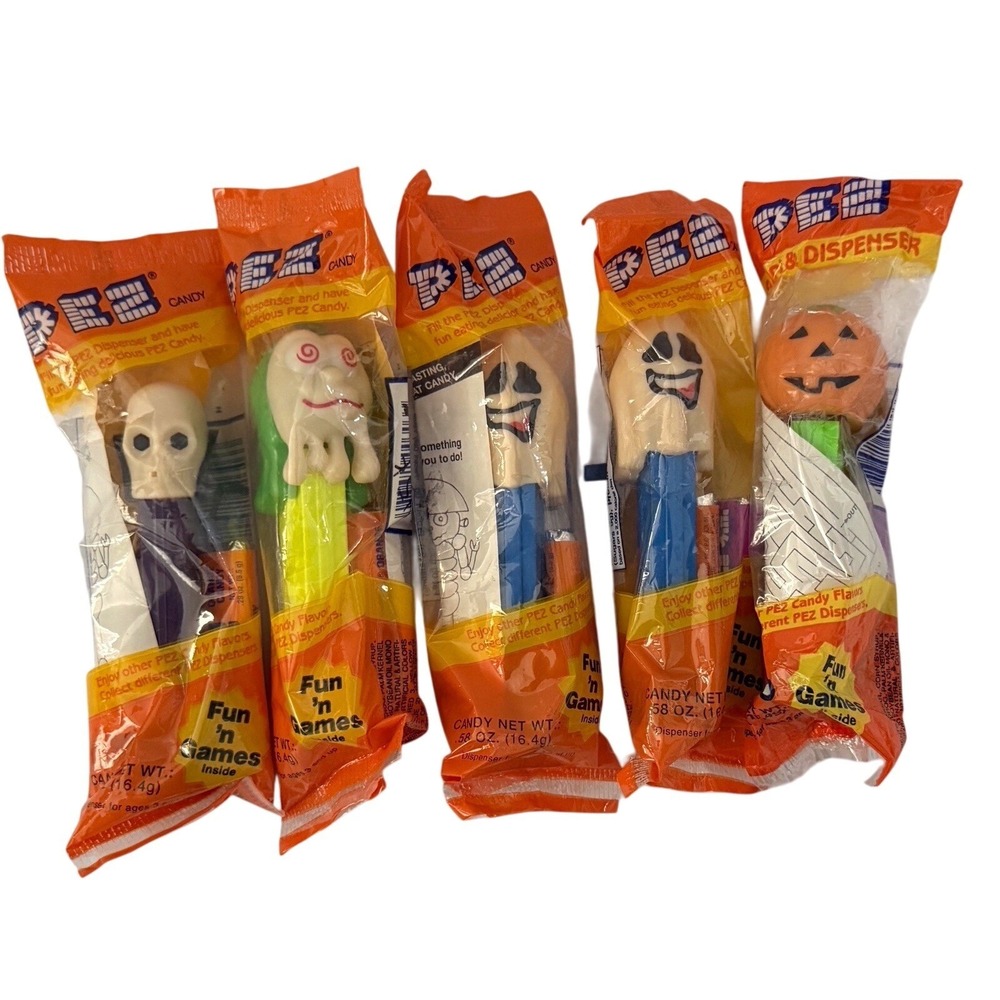 Pez Halloween Dispensers And Candy - Lot Of 5 - New In Package